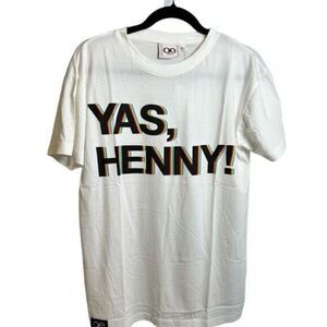 NWT Queer Eye Unisex White Short Sleeve Graphic Tee Shirt “Yes Henny” - Size L